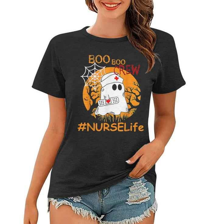 Nurse Life Boo Boo Crew Nurse Ghost Halloween October  Women T-shirt