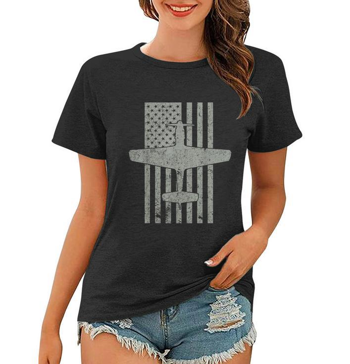 P51 Mustang Wwii Fighter Airplane Vintage Flag Women T-shirt