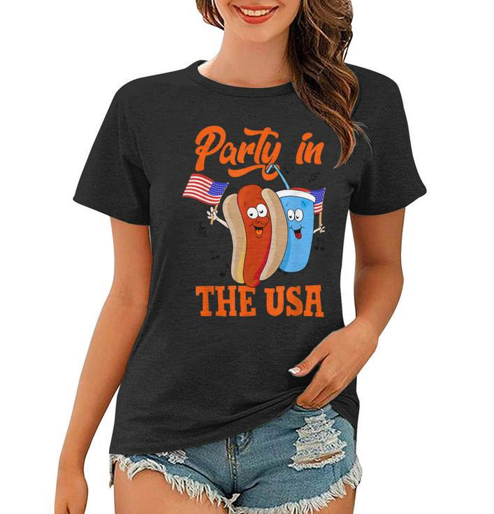 Party In The Usa  Hot Dog Love Usa Funny Fourth Of July  Women T-shirt