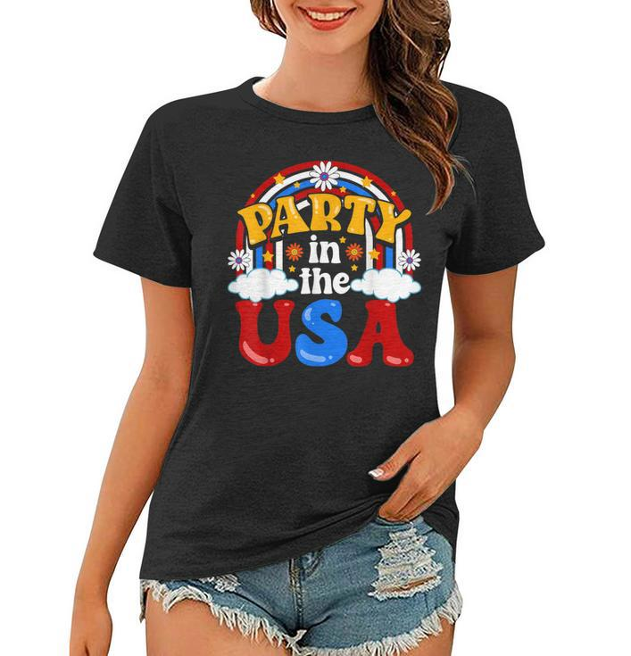Party In The Usa Vintage Daisy Flowers 4Th Of July Patriotic  Women T-shirt