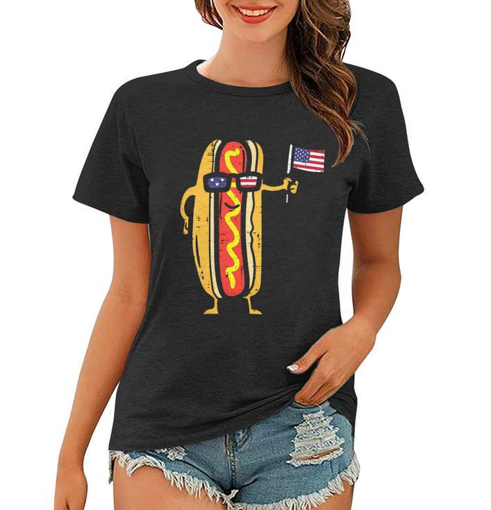 Patriotic Hot Dog American Flag Usa Funny 4Th Of July Fourth Women T-shirt