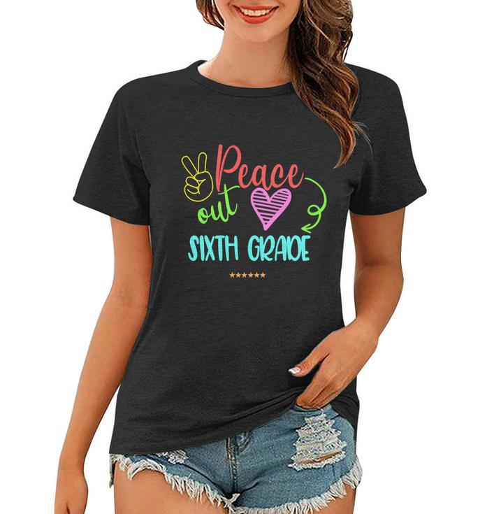 Peace Out Sixth Grade Graphic Plus Size Shirt For Teacher Female Male Students Women T-shirt