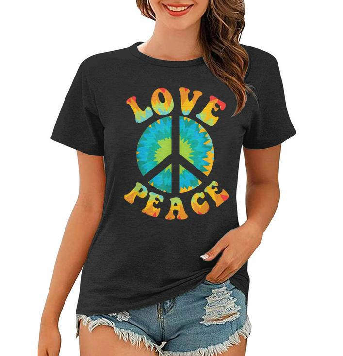 Peace Sign Love 60S 70S Tie Dye Hippie Halloween Costume  V9 Women T-shirt