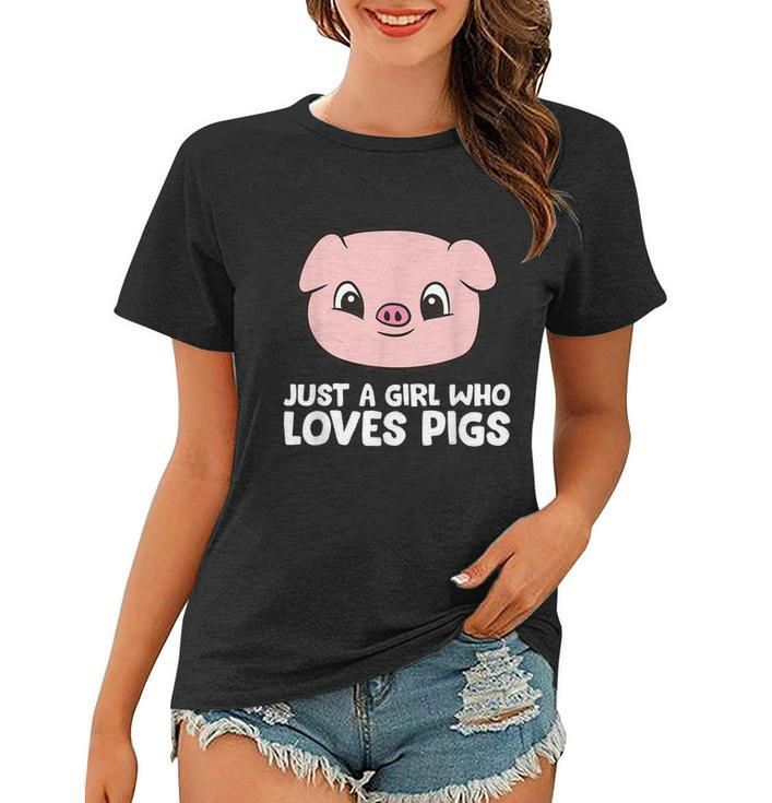 Pigs Farmer Girl Just A Girl Who Loves Pigs Graphic Design Printed Casual Daily Basic Women T-shirt