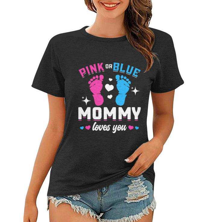 Pink Or Blue Mommy Loves You Gender Reveal Baby Gift Women T-shirt