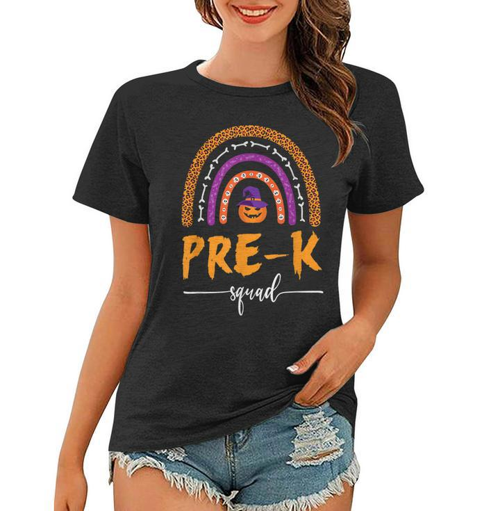 Pre-K Halloween Squad Leopard Rainbow Teacher Student  Women T-shirt