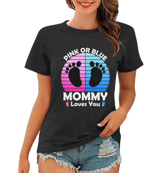Pregnancy Announcet Mom 2021 Pink Or Blue Mommy Loves You Cool Gift Women T-shirt