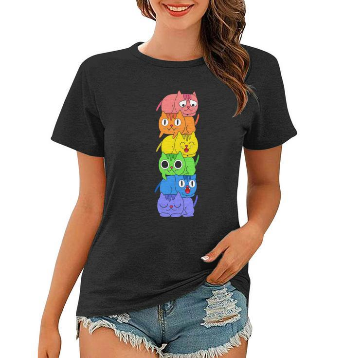 Pride Month Gay Pride Cat Lgbt Kawaii Women T-shirt