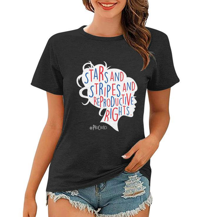 Pro Choice Af Reproductive Rights Messy Bun Us Flag 4Th July Women T-shirt