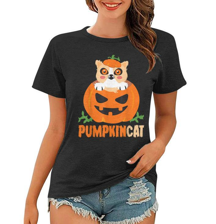 Pumpkin Cat Cute Kitty Trick Or Treat Halloween Costume  Women T-shirt