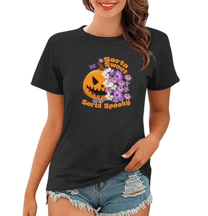 Pumpkin Daisy Sorta Sweet Sorta Spooky Halloween Women T-shirt