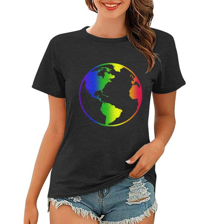 Rainbow Earth Rainbow Mother Earth Graphic Design Printed Casual Daily Basic Women T-shirt