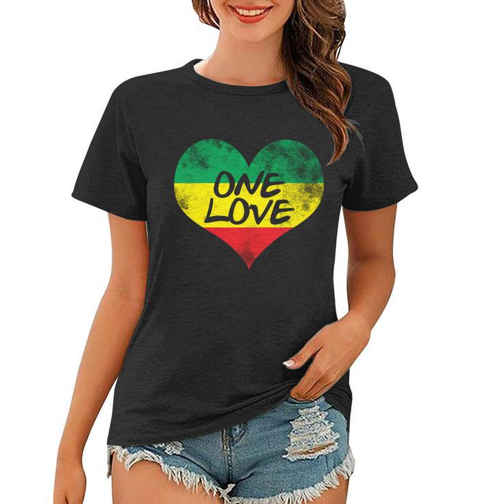 Rastafari One Love Vintage Jamaican Heart Women T-shirt