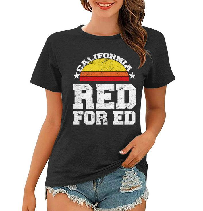 Red For Ed California Sunset Disstressed Women T-shirt