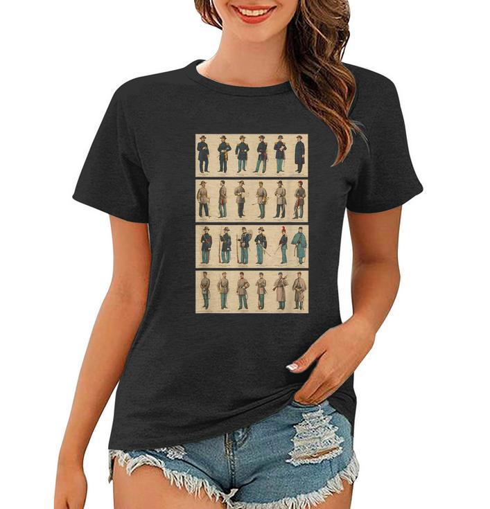 Retro Art Usa Military History Dress Guide Vintage Civil War Women T-shirt