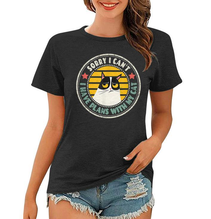 Retro Cat Im Sorry I Cant I Have Plans With My Cats Women T-shirt