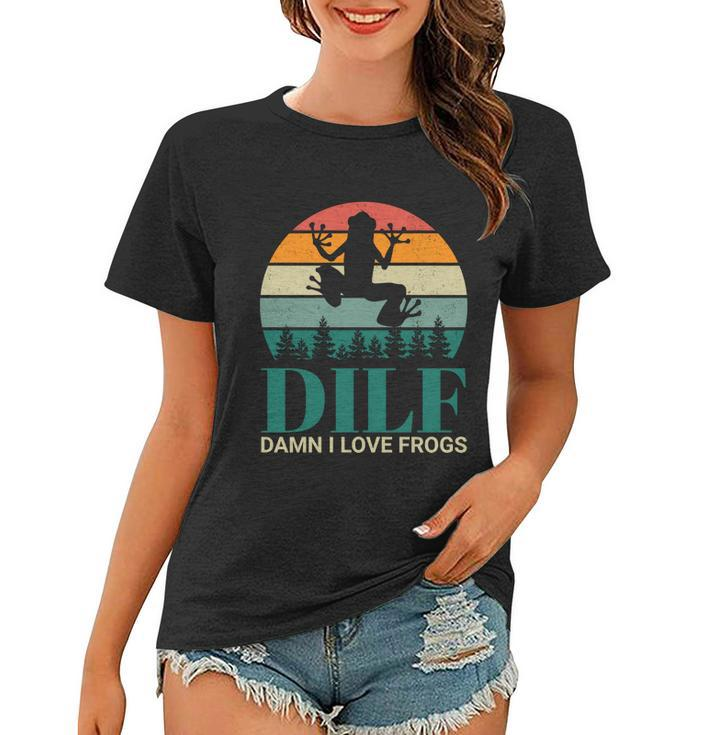Retro Dilf Damn I Love Frogs Women T-shirt