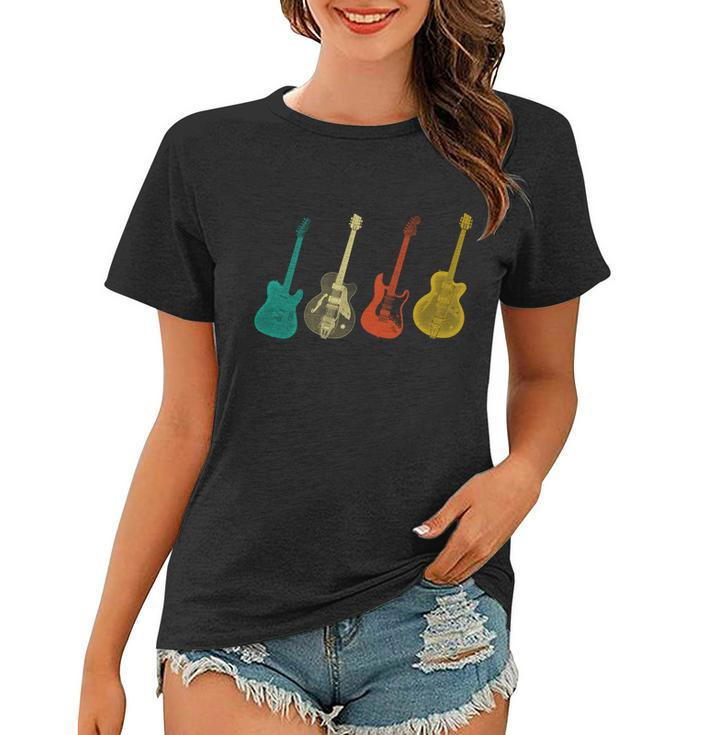Retro Electric Guitar Women T-shirt