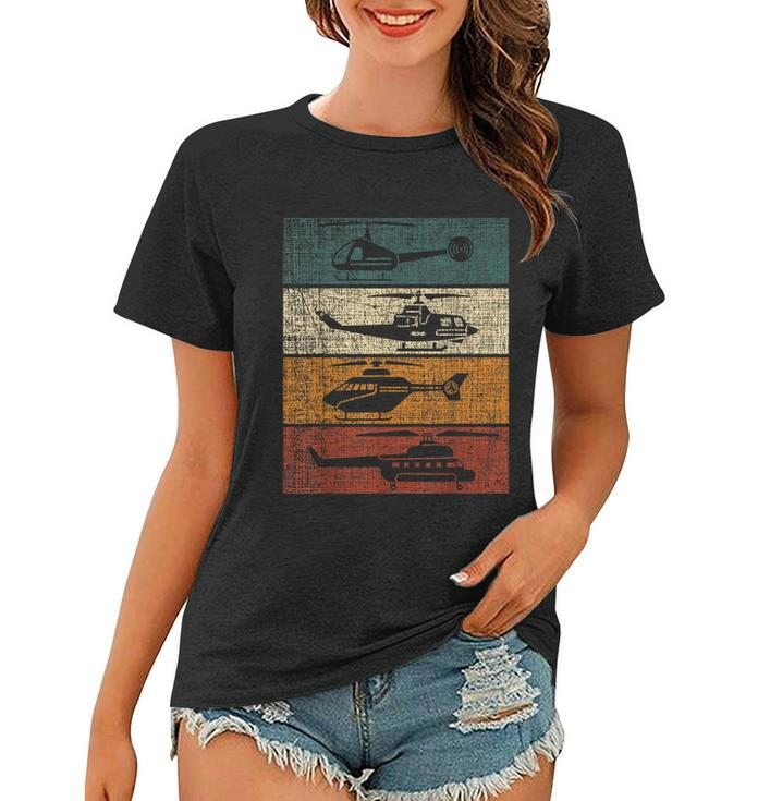 Retro Helicopter Pilot Vintage Aviation Women T-shirt
