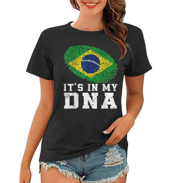 Retro Its In My Dna Brazil Flag Patriotic  Women T-shirt