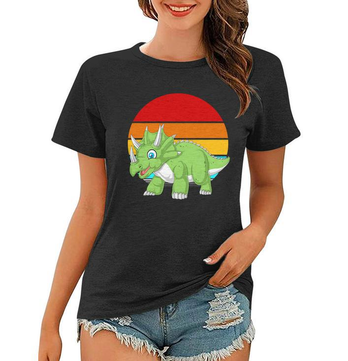 Retro Vintage Triceratops Dinosaur Women T-shirt