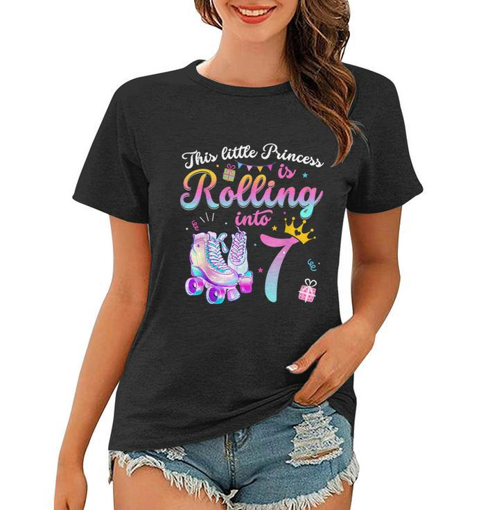 Roller Skate 7Th Birthday Shirt 7 Year Old Girl Party Outfit Women T-shirt