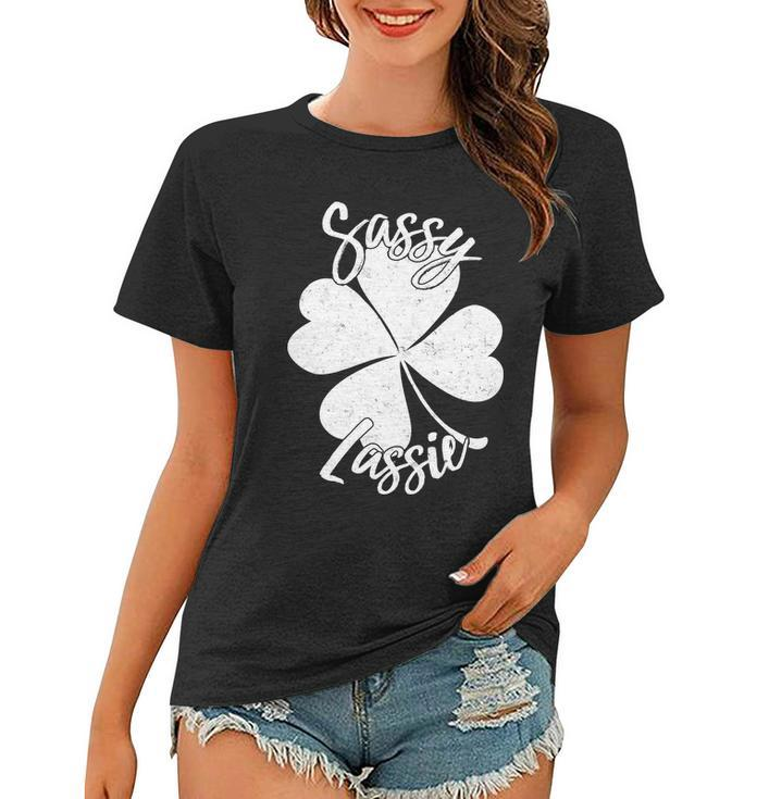 Sassy Lassie Irish Clover St Patricks Day Tshirt Women T-shirt