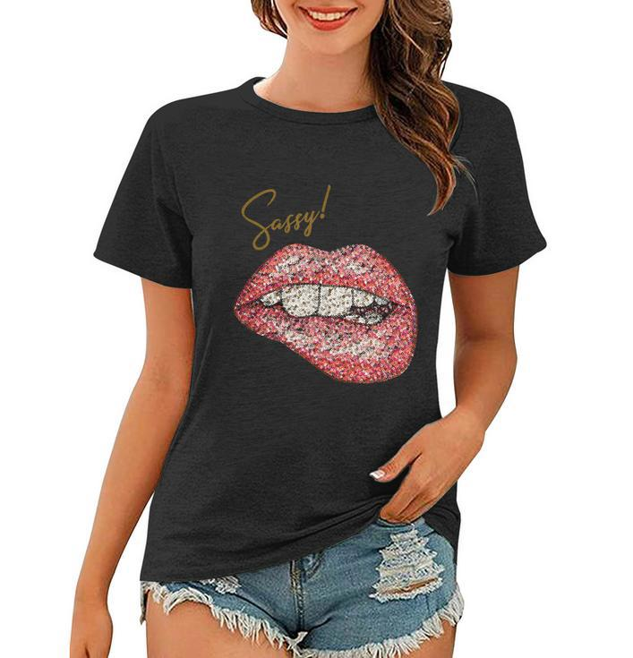 Sassy Lips Sexy Girl Graphic Sexy Lips Biting Graphic Design Printed Casual Daily Basic Women T-shirt