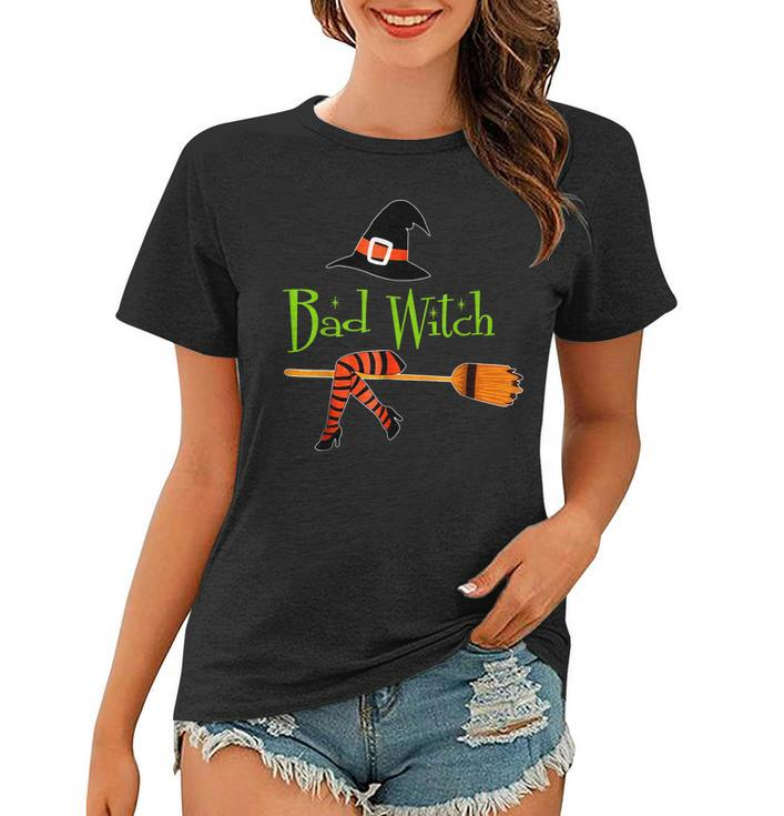 Scary Bad Witch Fly Broomstick Halloween Costume Good Witch  Women T-shirt