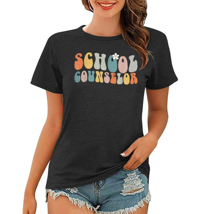 School Counselor Groovy Retro Vintage  Women T-shirt