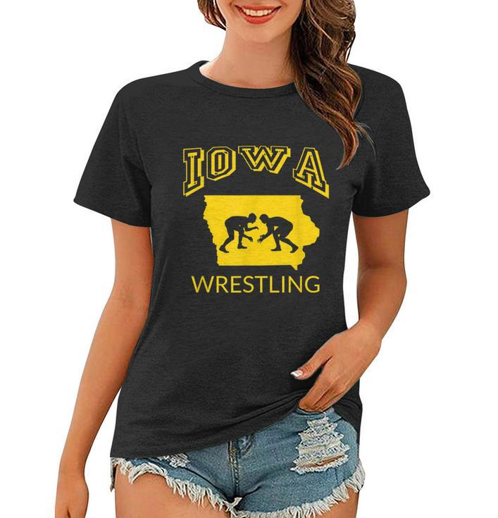 Silhouette Iowa Wrestling Team Wrestler The Hawkeye State Tshirt Women T-shirt