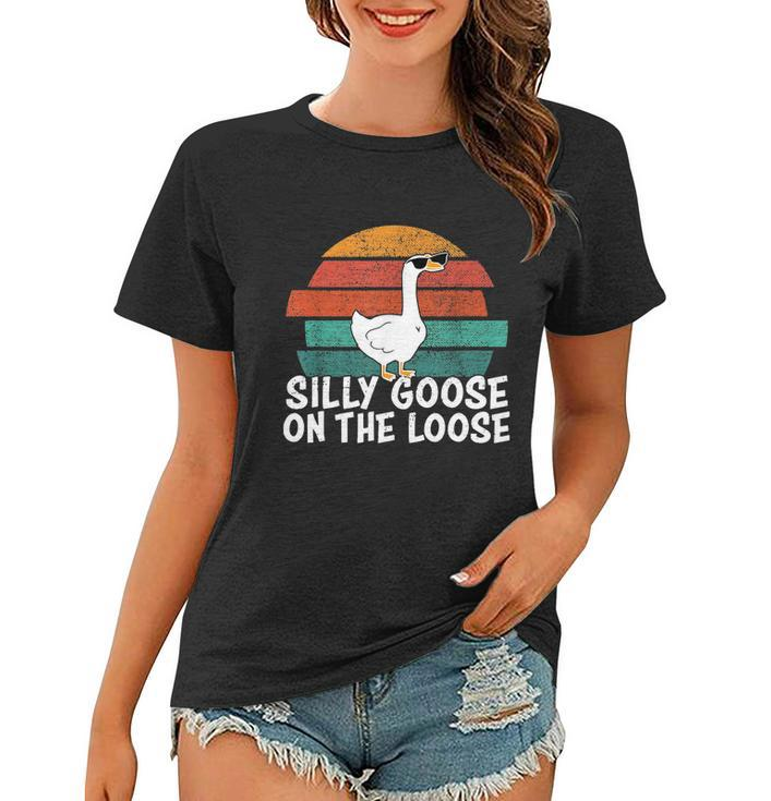 Silly Goose On The Loose Vintage Retro Sunset Tshirt Women T-shirt