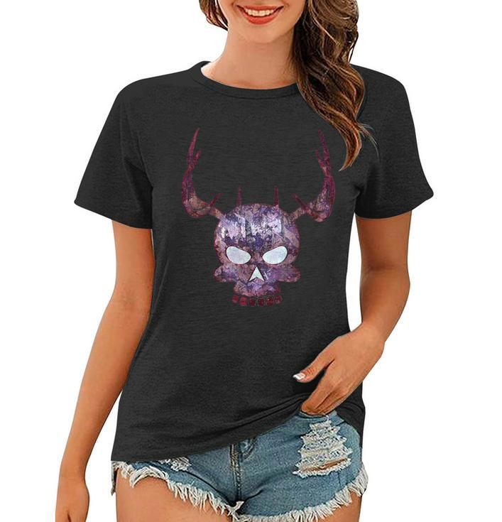 Skull Deer Antler Halloween Scary - Bone Design Women T-shirt