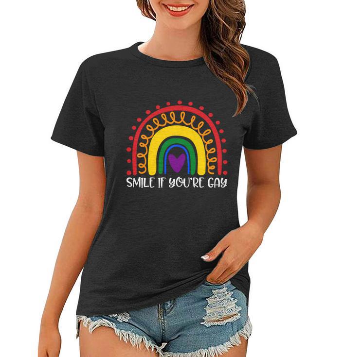 Smile If Youre Gay And Lesbian Lgbtq Ally Rainbow You Belong Gift Women T-shirt