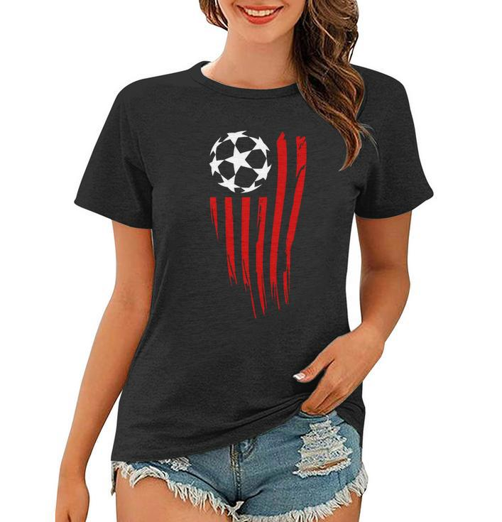 Soccer Ball American Flag Women T-shirt