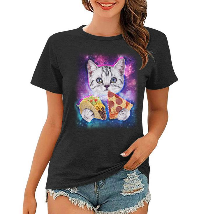 Space Cat Pizza And Tacos Tshirt Women T-shirt