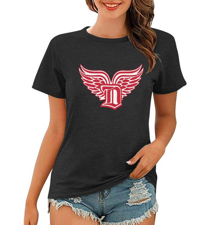Sporty Detroit Fan Old English D With Wings Women T-shirt