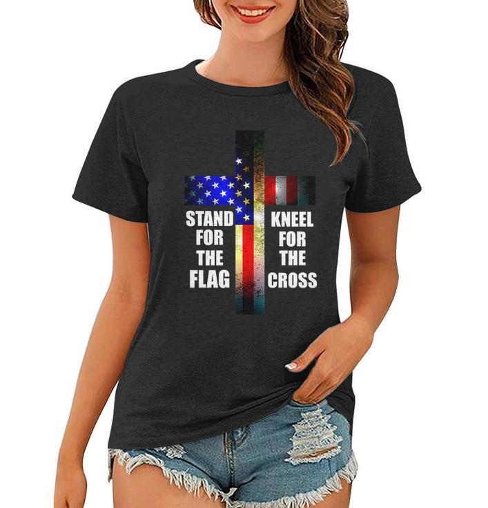 Stand For The Flag Kneel For The Cross Usa Flag Tshirt Women T-shirt