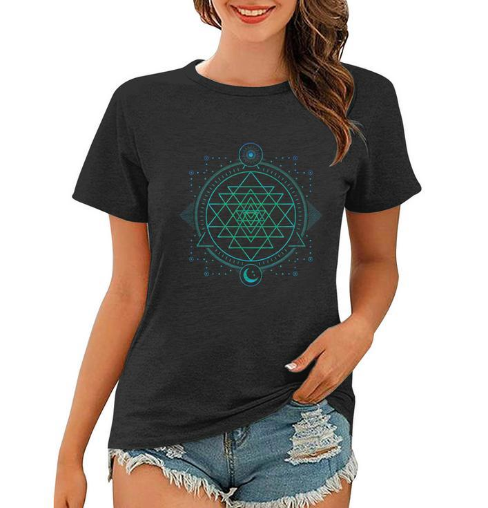 Sun And Moon Chakra Geometry Sri Yantra Women T-shirt