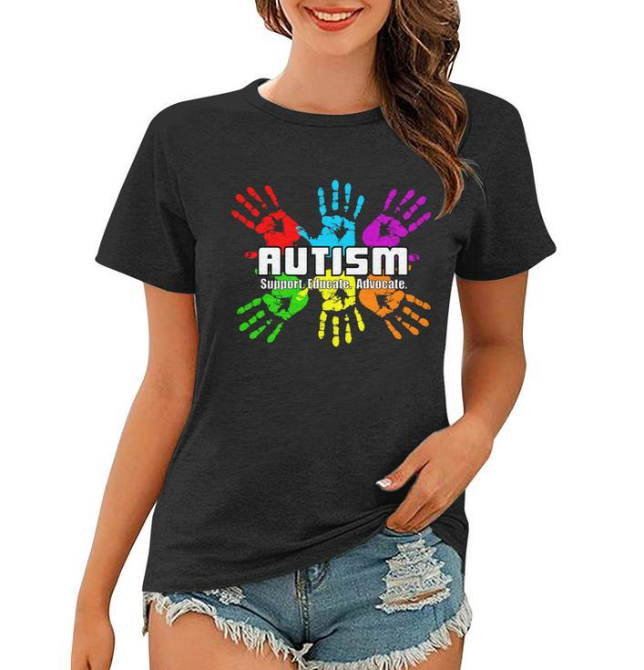 Support Educate Advocate Autism Handprint Tshirt Women T-shirt
