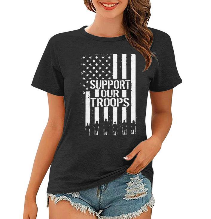 Support Our Troops Distressed American Flag Women T-shirt