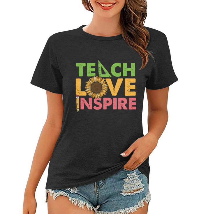 Teach Love Inspire Teacher Sunflower Graphic Plus Size Shirt For Teacher Female Women T-shirt