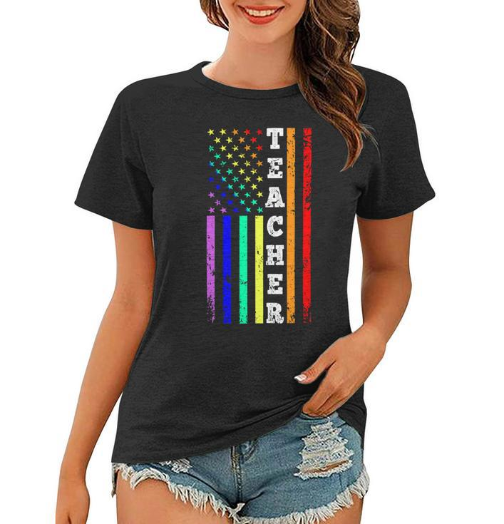 Teacher American Gay Pride Flag Women T-shirt