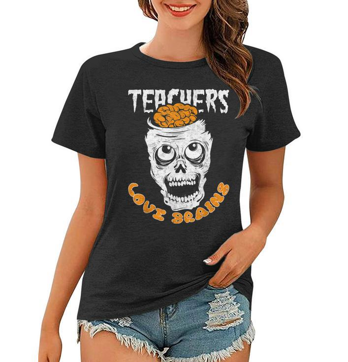 Teacher Loves Brain Halloween Student Trick Or Treat  Women T-shirt