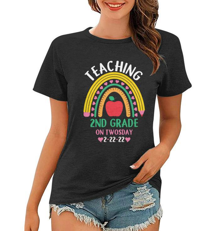 Teaching 2Nd Grade On Twosday 2Gift22gift22 Date Cute 2022 Teacher Gift Women T-shirt