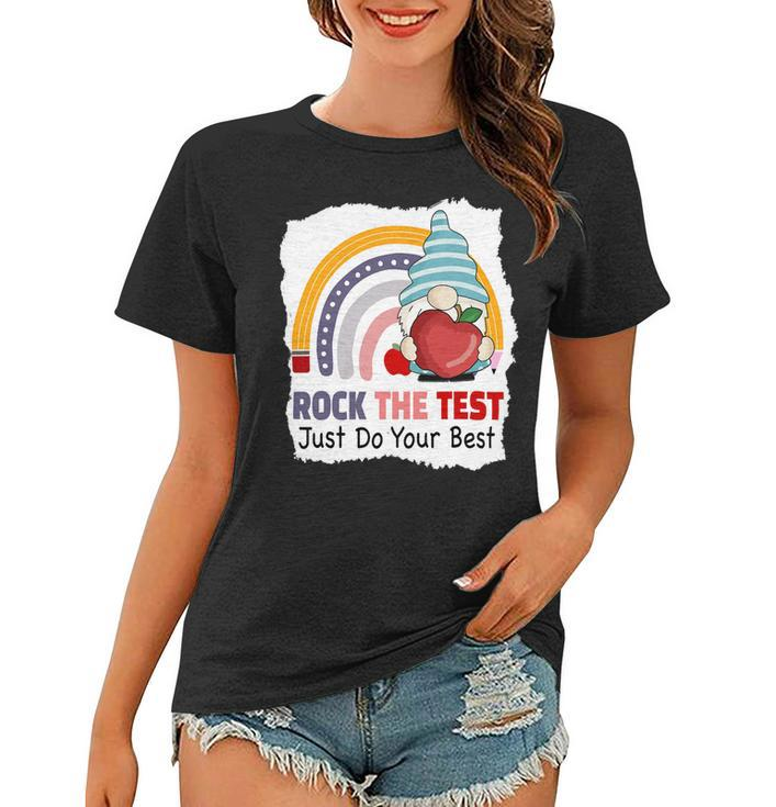 Test Day Rock The Test Teacher Testing Day Gnomes Teacher Women T-shirt