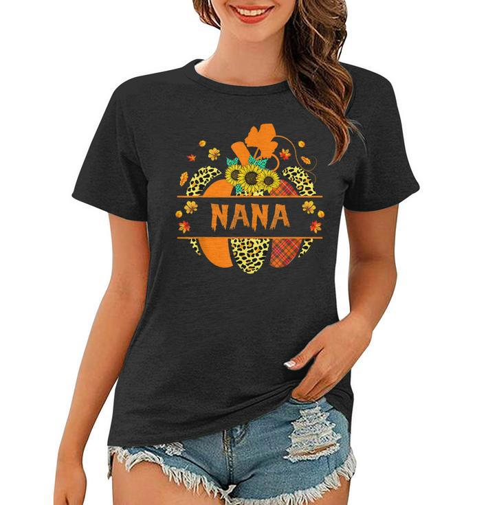 Thankful Grateful Blessed Nana Pumpkin Leopard Halloween  Women T-shirt