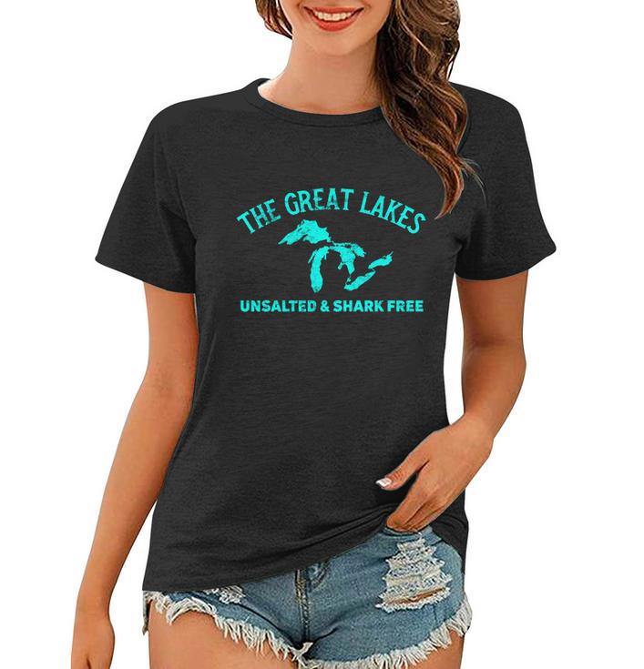 The Great Lakes Unsalted & Shark Gift Funny Free Michigan Gift Vintage Gift Tshirt Women T-shirt