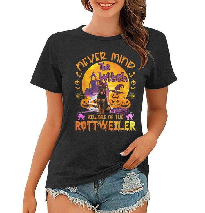 The Witch Beware Of The Rottweiler Halloween  Women T-shirt