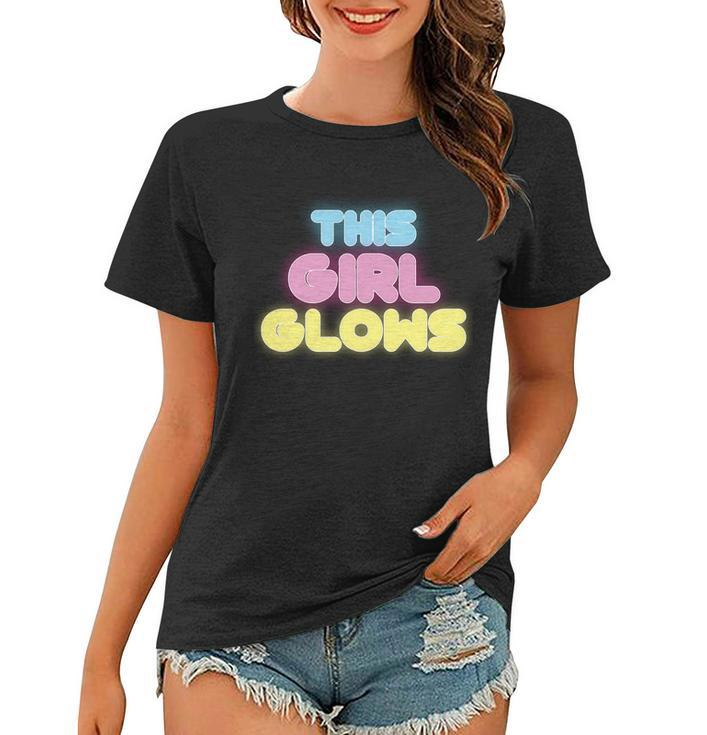 This Girl Glows Retro Neon Party Tshirt Women T-shirt
